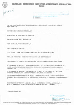 documento camera di commercio